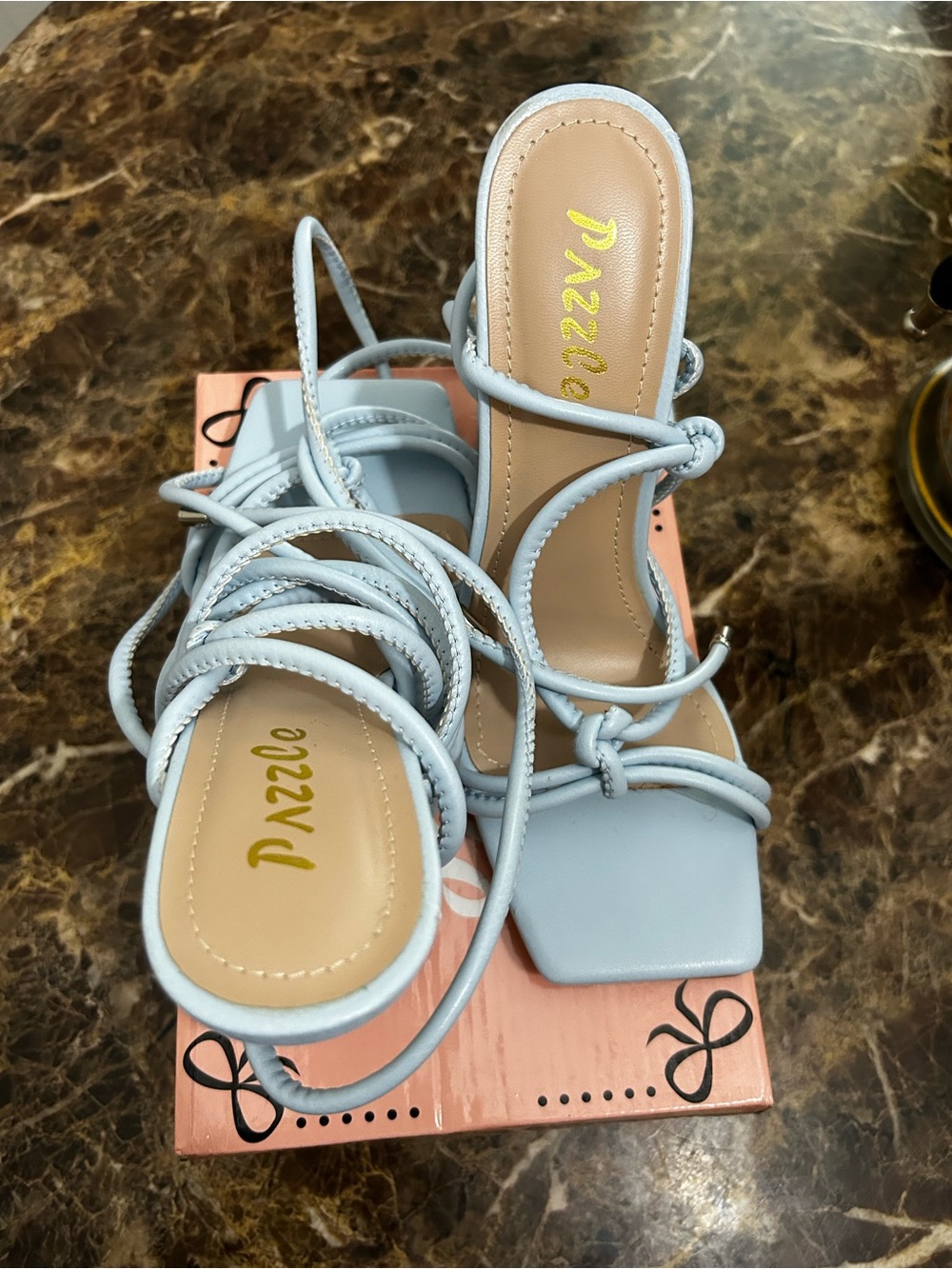 Light Blue Strappy Heeled Sandals for Women